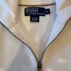 Polo by Ralph Lauren 1/4-Zip Cream Colored Cotton Sweater -- Men's Size Small